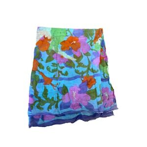 Zoda Sydney Australia 100% Cotton Floral Parrot Tropical Scarf Blue Orange